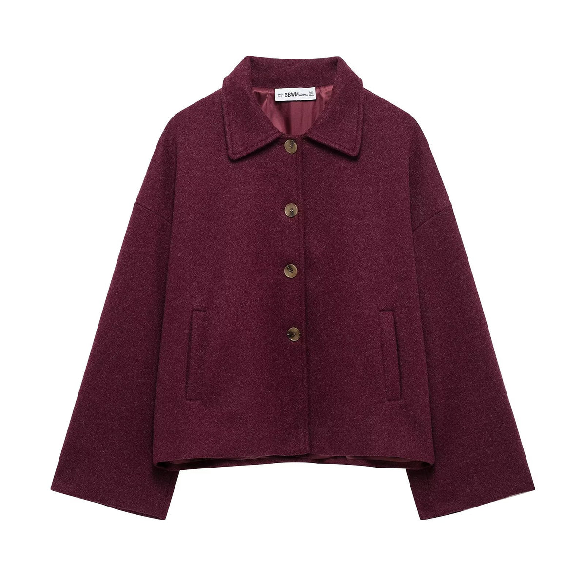 Women's short notched-collar coat - Chic and soft
