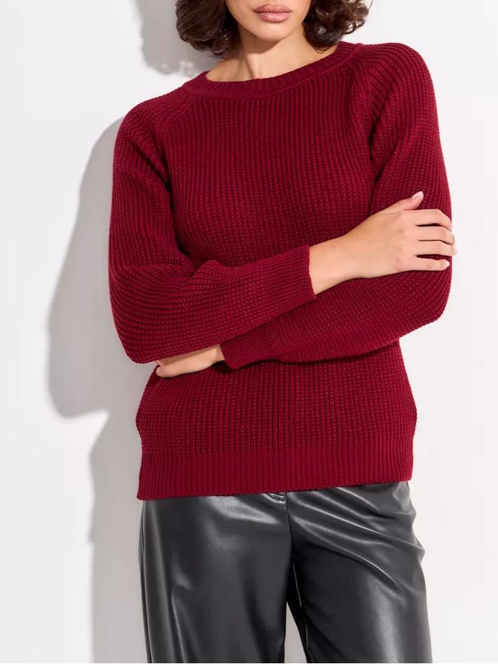 Jersey de punto grueso liso para mujer - Corte cómodo y abrigado