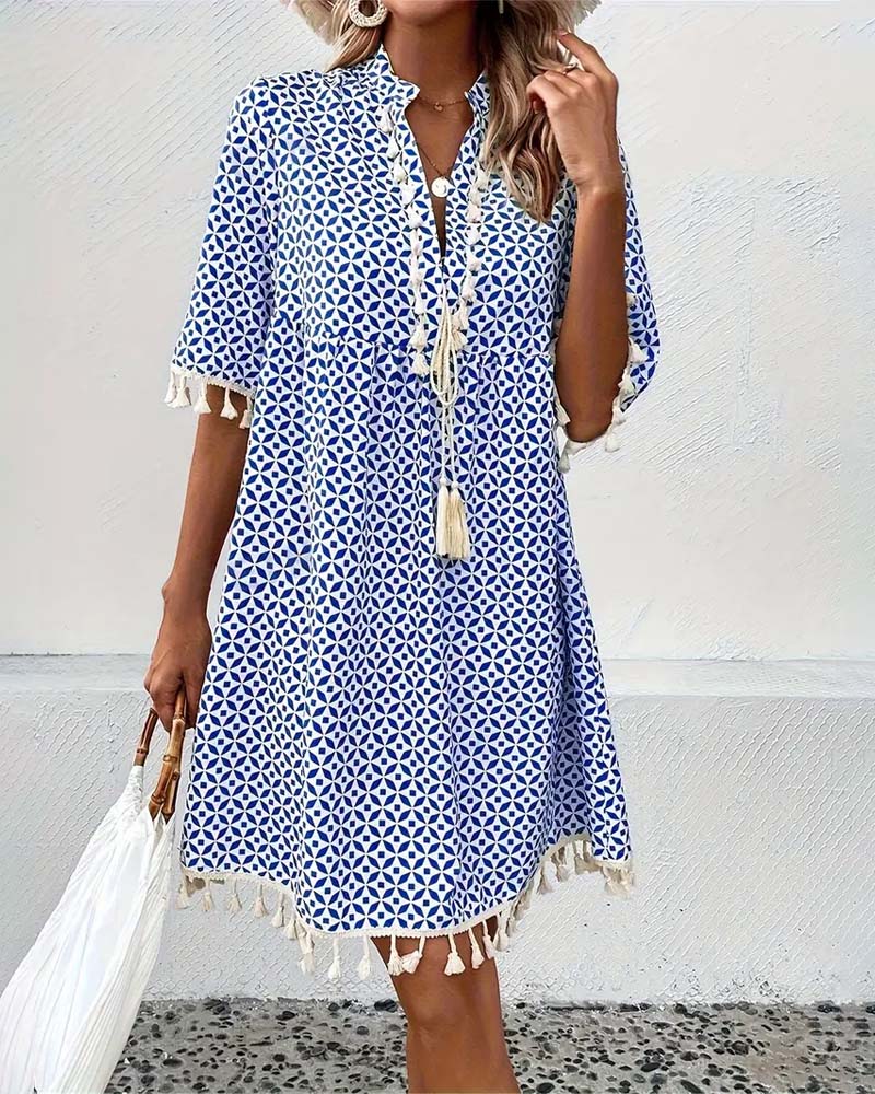 Robe ample imprimée pour l’été – Style décontracté avec détails bohèmes