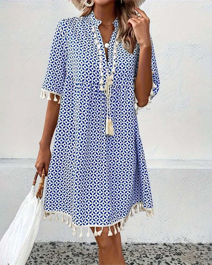 Robe ample imprimée pour l’été – Style décontracté avec détails bohèmes