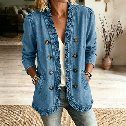 Giacca di jeans da donna con fondo svasato e bottoni - Casual e originale