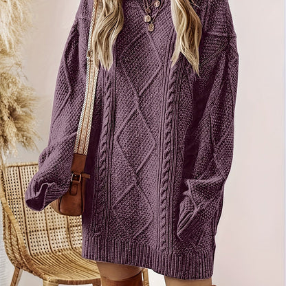 Women's textured cable-knit sweater dress - Warm and elegant
