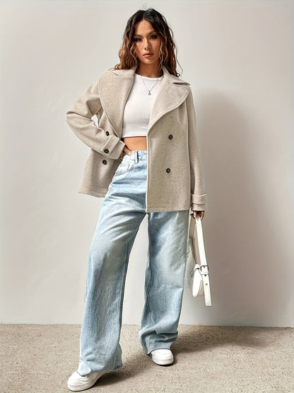Caban beige oversize da donna - Elegante e strutturato