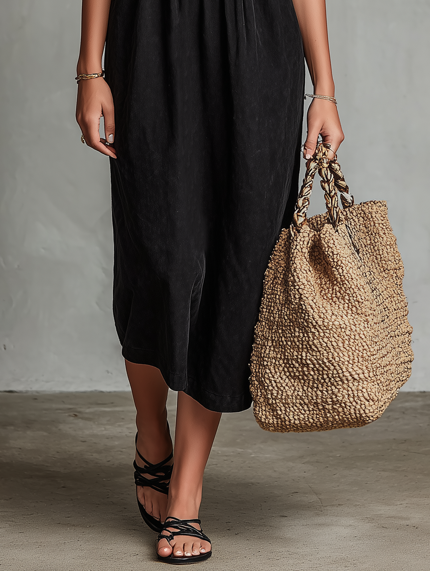 Robe midi brodee effet suedine femme - Boheme et elegante