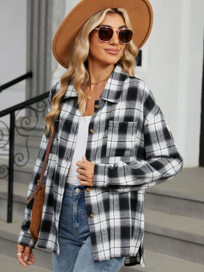 Chemise à carreaux à manches longues pour femme – Style décontracté et confortable au quotidien