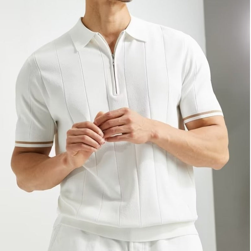 Men's short-sleeved shirt with style – Summer top with zipped collar