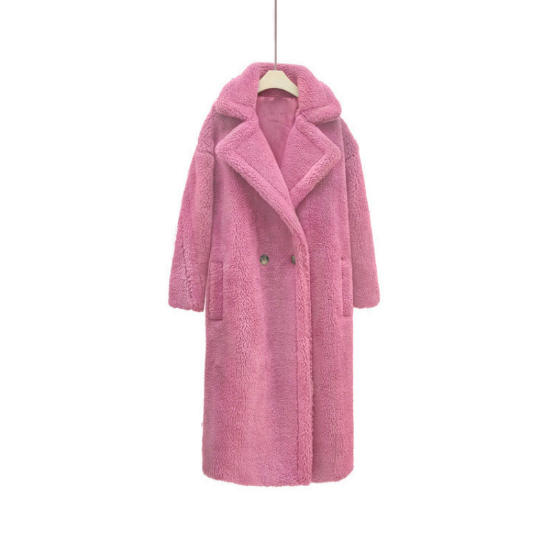Premium long coat in imitation fur for women – Elegant and fluffy winter coat