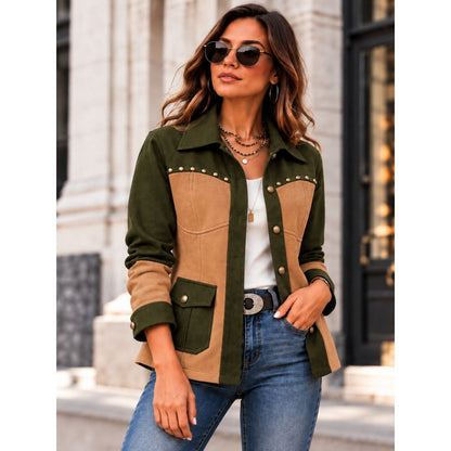 Veste femme color-block retro - Casual et chaude