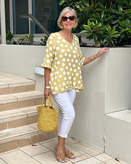 NEUF AVEC ÉTIQUETTE-Huit Trèfle PXL Chemisier Haut Paysan Jaune Boho NEUF AVEC ÉTIQUETTE-Huit Trèfle PXL Chemisier Haut Paysan Jaune Boho