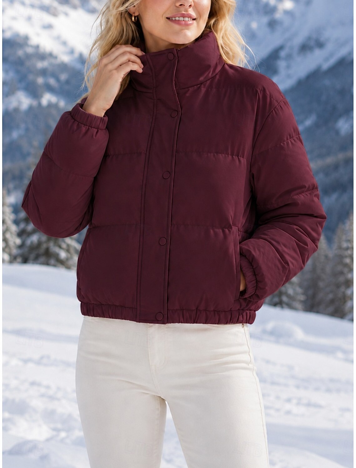 Chaqueta de invierno de mujer con cuello alto - Cálida y elegante