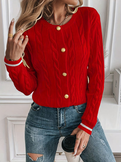 Women's cable-knit cardigan - Refined and soft