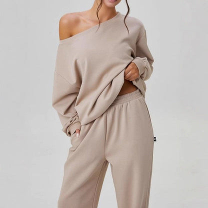 Ensemble Deux Pièces Femme Décontracté – Style Sport Chic Épaules Dénudées