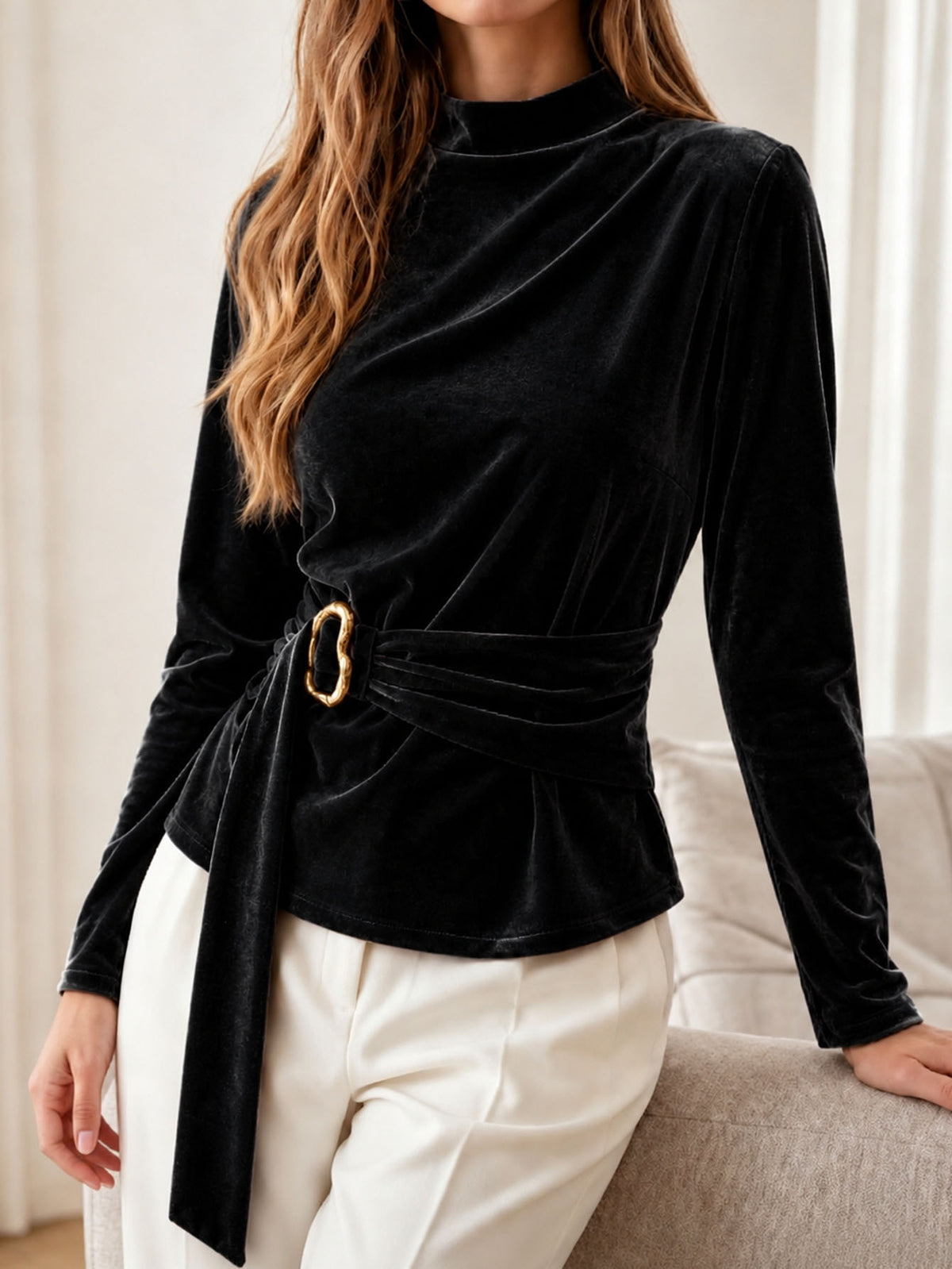 Maglia da donna in poliestere a maniche lunghe - Semplice e versatile
