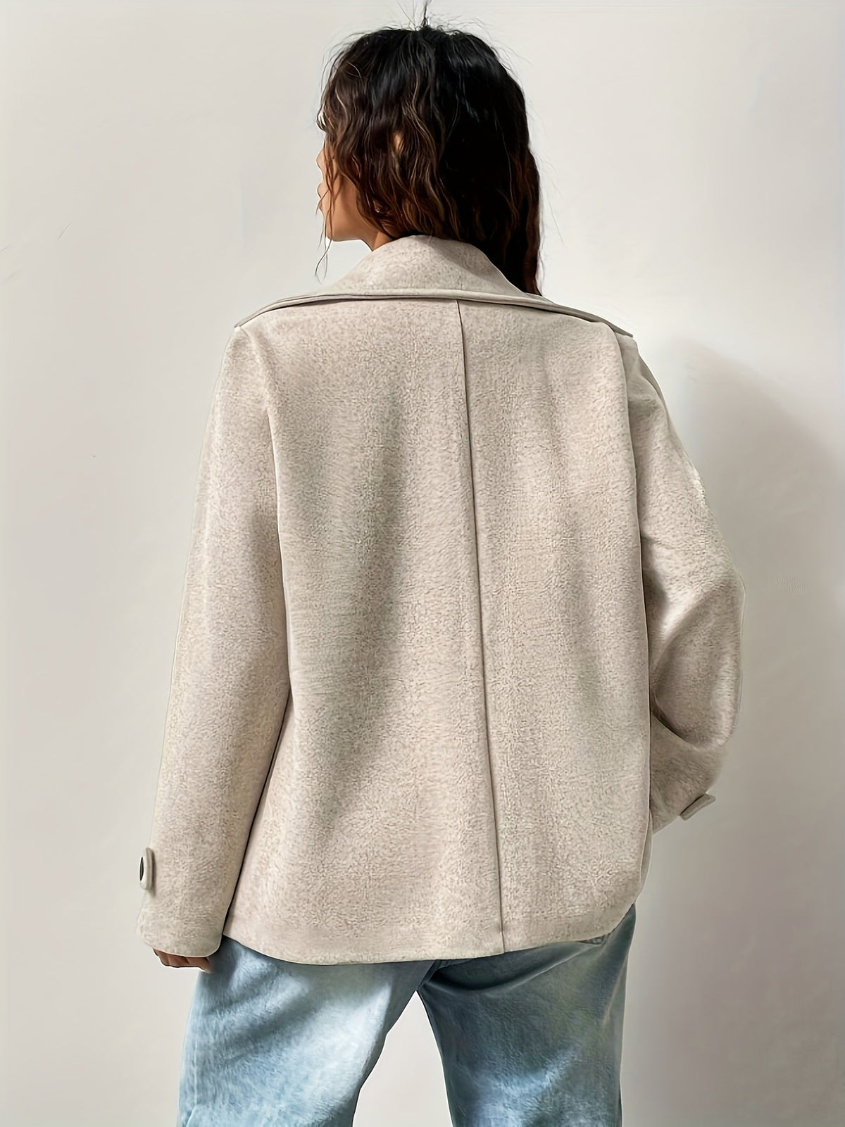 Caban beige oversize da donna - Elegante e strutturato