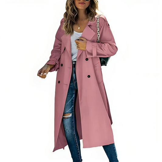 Trench-Coat Moderne Femme à Double Boutonnage – Manteau Long Imperméable