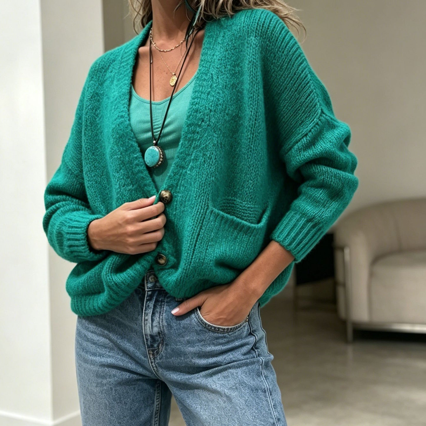 Women's Oversized Knit Cardigan – Casual, Cozy, and Versatile Style