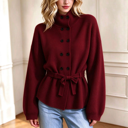 Cappotto da donna in maglia doppiopetto – Elegante e caldo