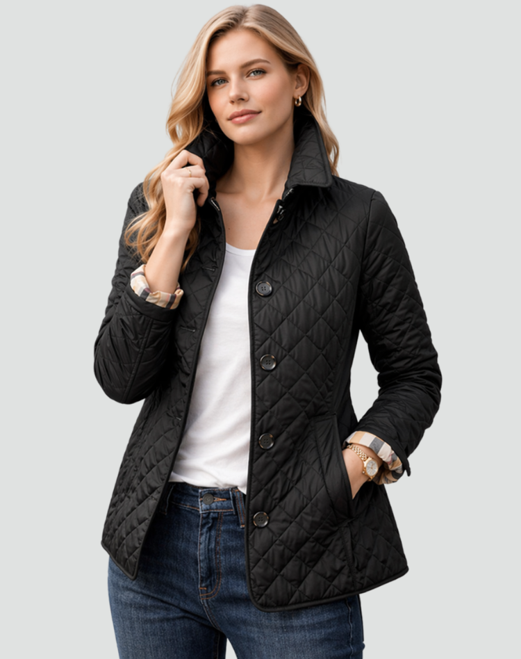 Veste femme matelassee a col et boutons - Elegante et pratique