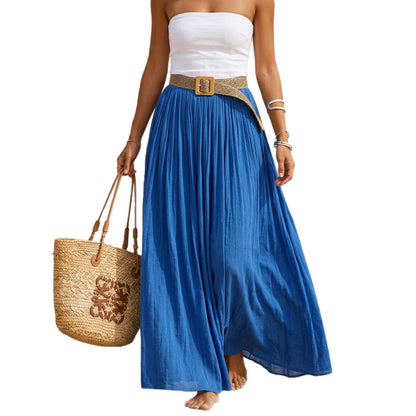 Abito maxi donna svasato con vita morbida stile spiaggia
