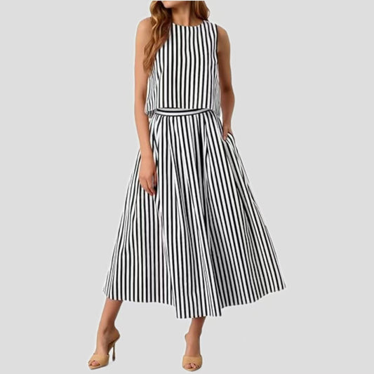 Women's Striped Tank Top Set – Casual and Trendy Two-Piece Outfit