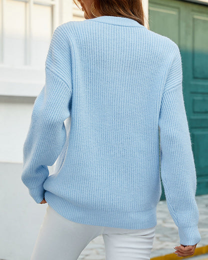 Jersey grueso de cuello redondo para mujer - Tejido suave y cómodo para el día a día