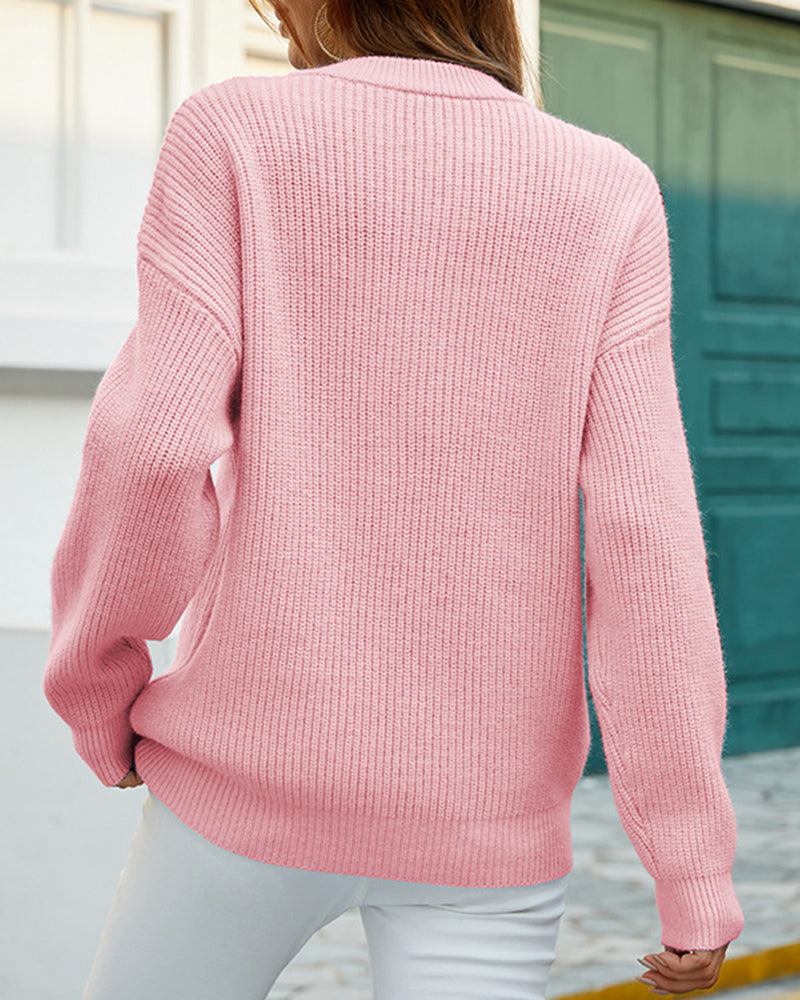 Jersey grueso de cuello redondo para mujer - Tejido suave y cómodo para el día a día