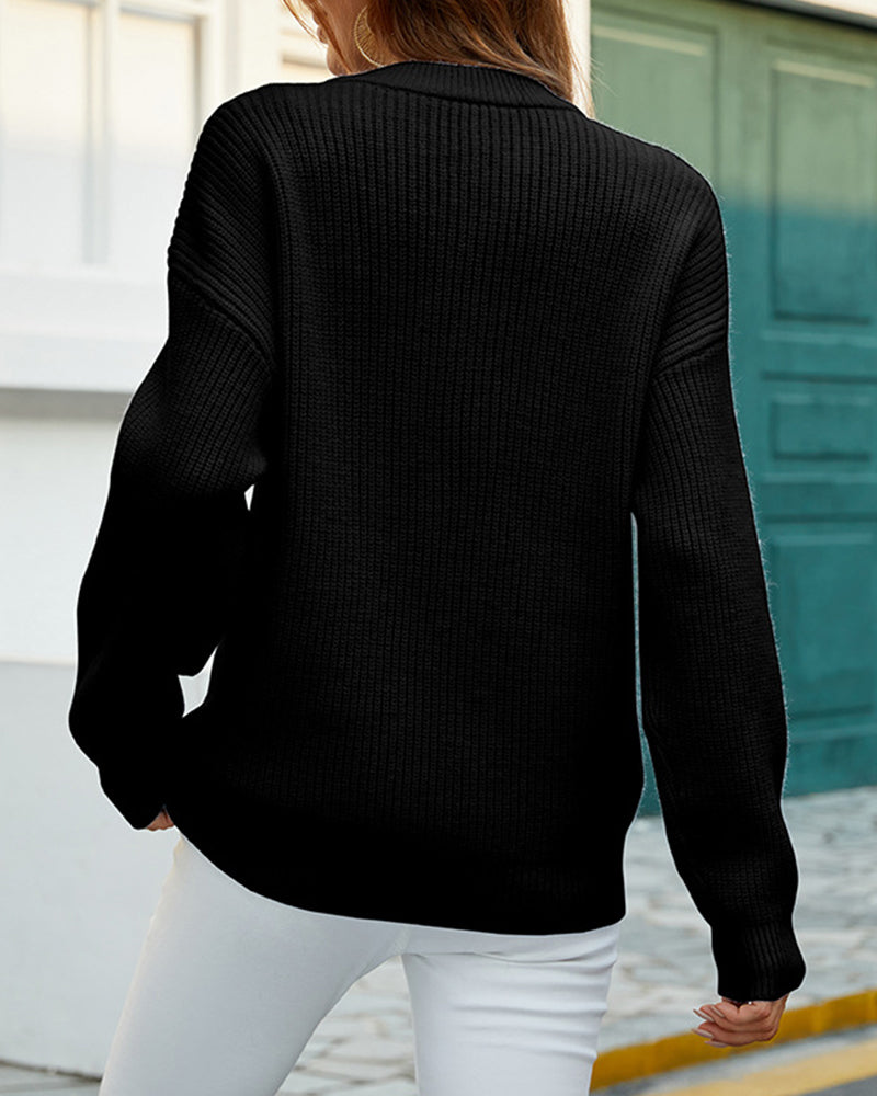Jersey grueso de cuello redondo para mujer - Tejido suave y cómodo para el día a día