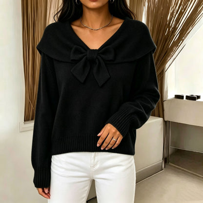 Women's knitted bow sweater - Soft and feminine