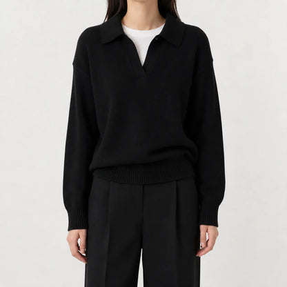 Women's long-sleeve V-neck sweater - Soft and easy to wear
