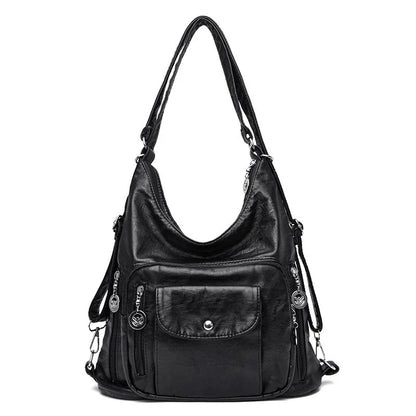 Sac à Épaule Spacieux en Cuir Souple pour Femme – Sac à Main Multi-Poches