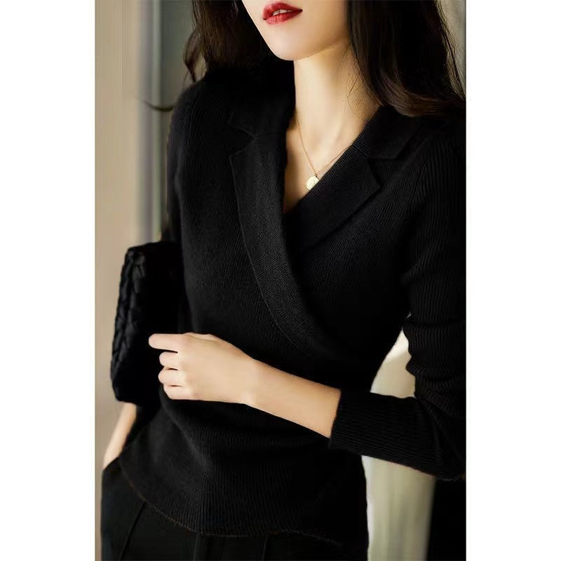 Pull à col Claudine pour femme – Tricots ajustée asymétrique
