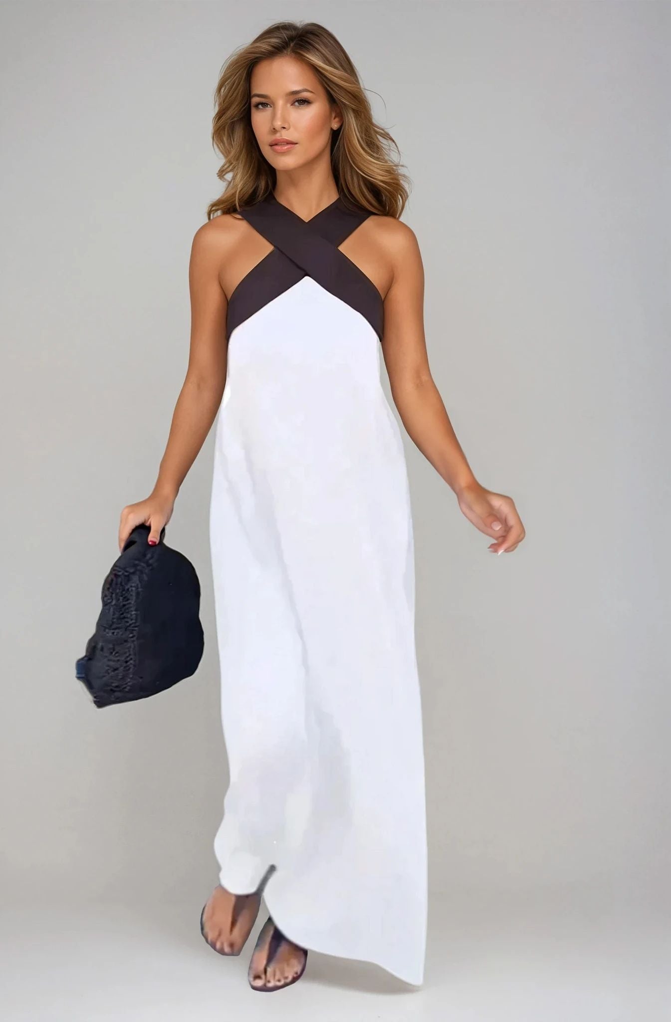 Robe D'Été Femme Coupe Fluide Et Col Croisé Flatteur