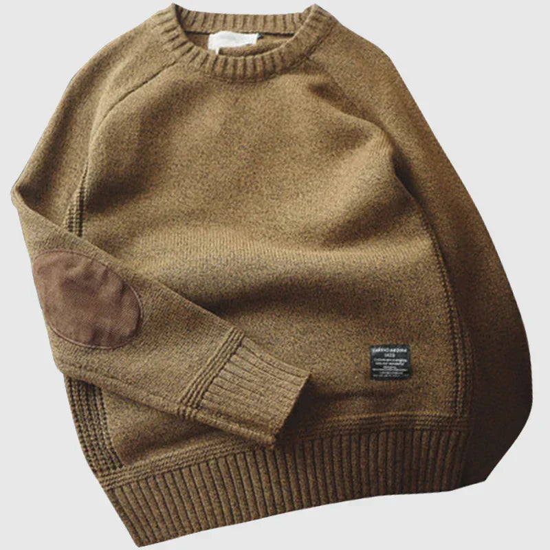 Pull Tricoté Premium pour Homme – Pull Marron à Coudières