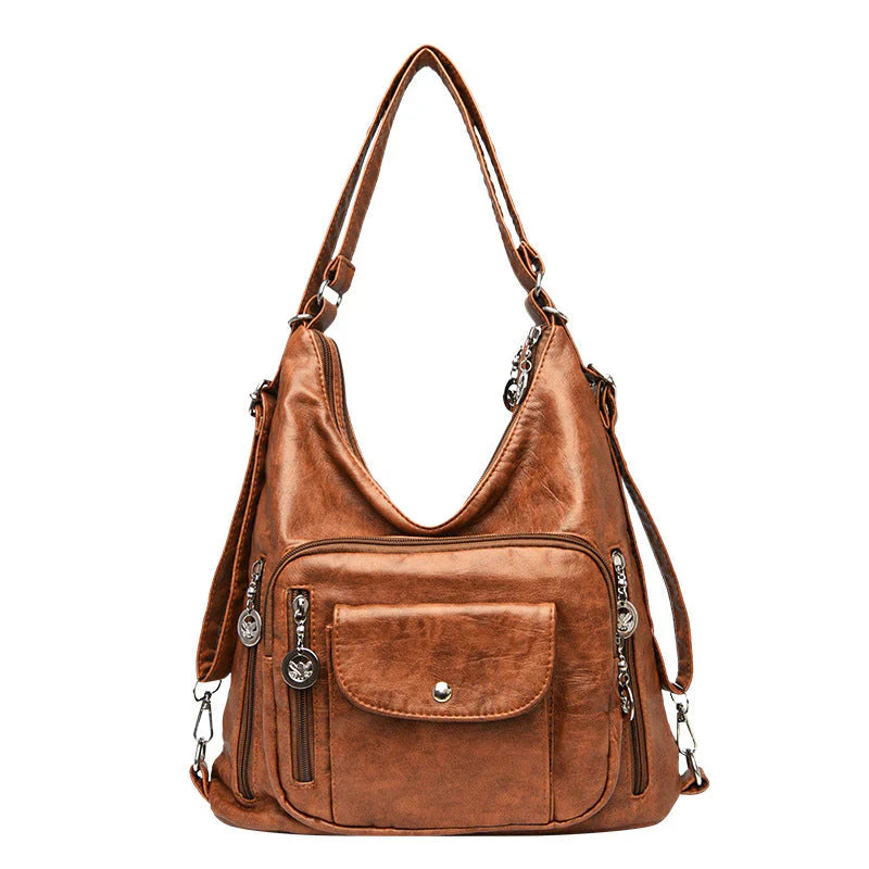 Sac à Épaule Spacieux en Cuir Souple pour Femme – Sac à Main Multi-Poches