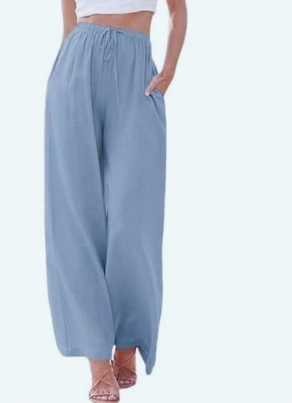 Pantalon Large Décontracté en Coton Femme – Pantalon d’Été Léger Taille Haute