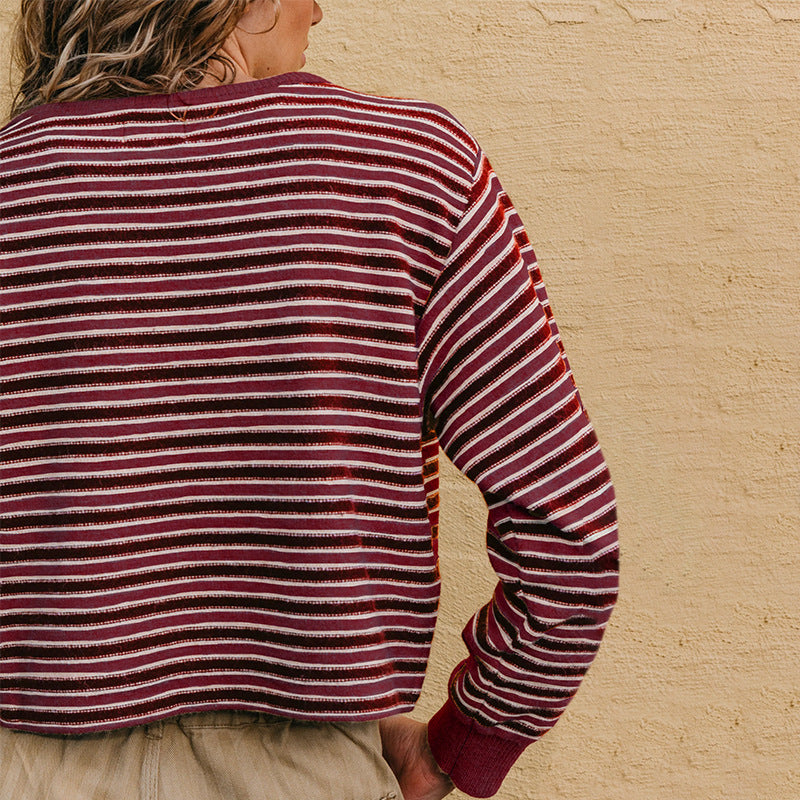 Pullover da donna in maglia a righe color block - Morbido e moderno