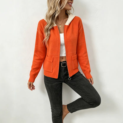 Women's hooded zip-up cardigan - Soft and sporty