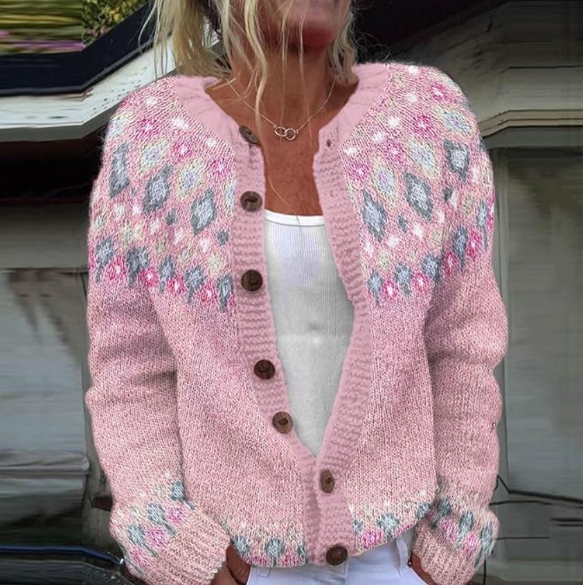 Cárdigan de mujer rosa cómodo: estilo casual suave para combinar en capas