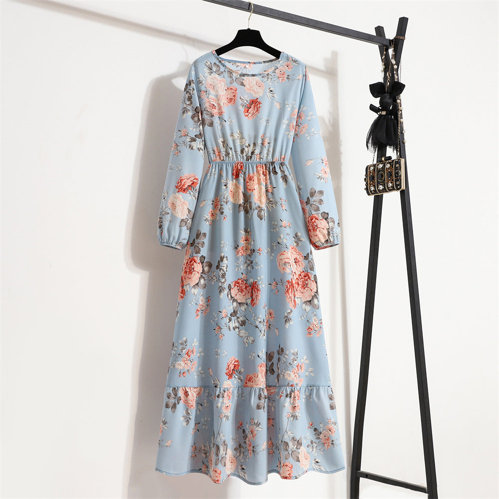 Robe Fleurie Polyvalente en Mousseline pour Femme – Style Élégant à Col Rond