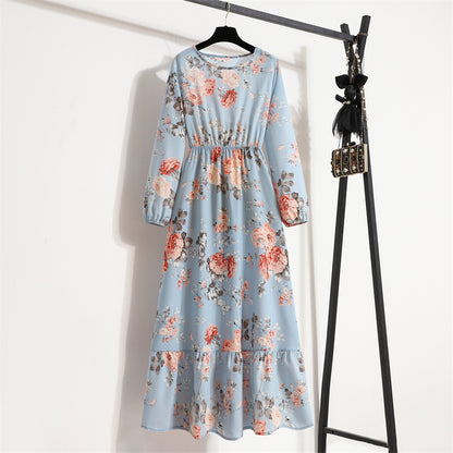 Robe Fleurie Polyvalente en Mousseline pour Femme – Style Élégant à Col Rond