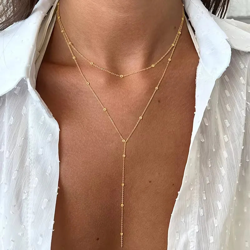 Collier perles de riz et franges - Elegant et delicat