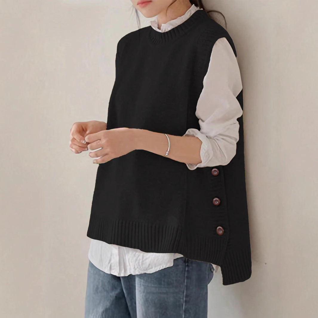 Women’s Sleeveless Retro-Style Pullover – Cozy Vintage Layering Piece