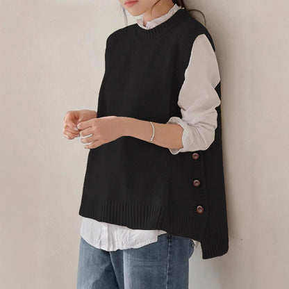 Women’s Sleeveless Retro-Style Pullover – Cozy Vintage Layering Piece