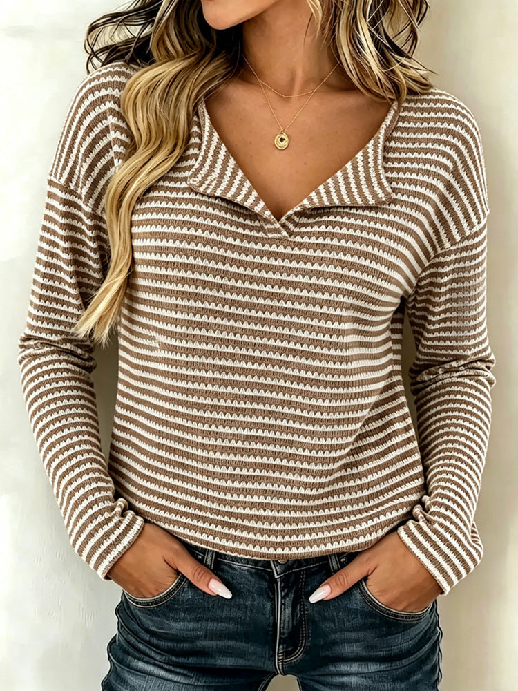 T-Shirt Femme Décontracté Multicolore à Manches Longues – Style Doux et Confortable au Quotidien