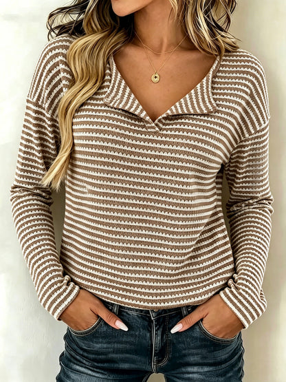 T-Shirt Femme Décontracté Multicolore à Manches Longues – Style Doux et Confortable au Quotidien