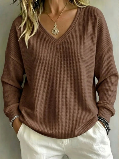 Pullover casual con scollo a V da donna – Uno stile casual e confortevole per tutti i giorni