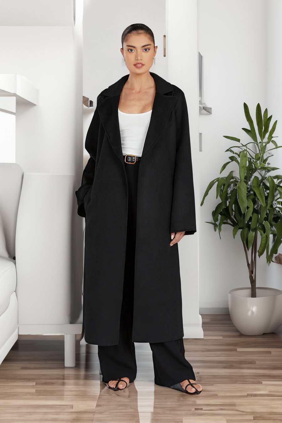 Cappotto invernale da donna con ampio colletto – Chic e caldo