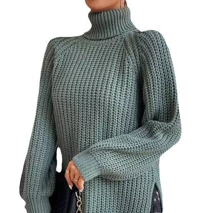 Women's sweater with a split mock neck – Soft and comfortable