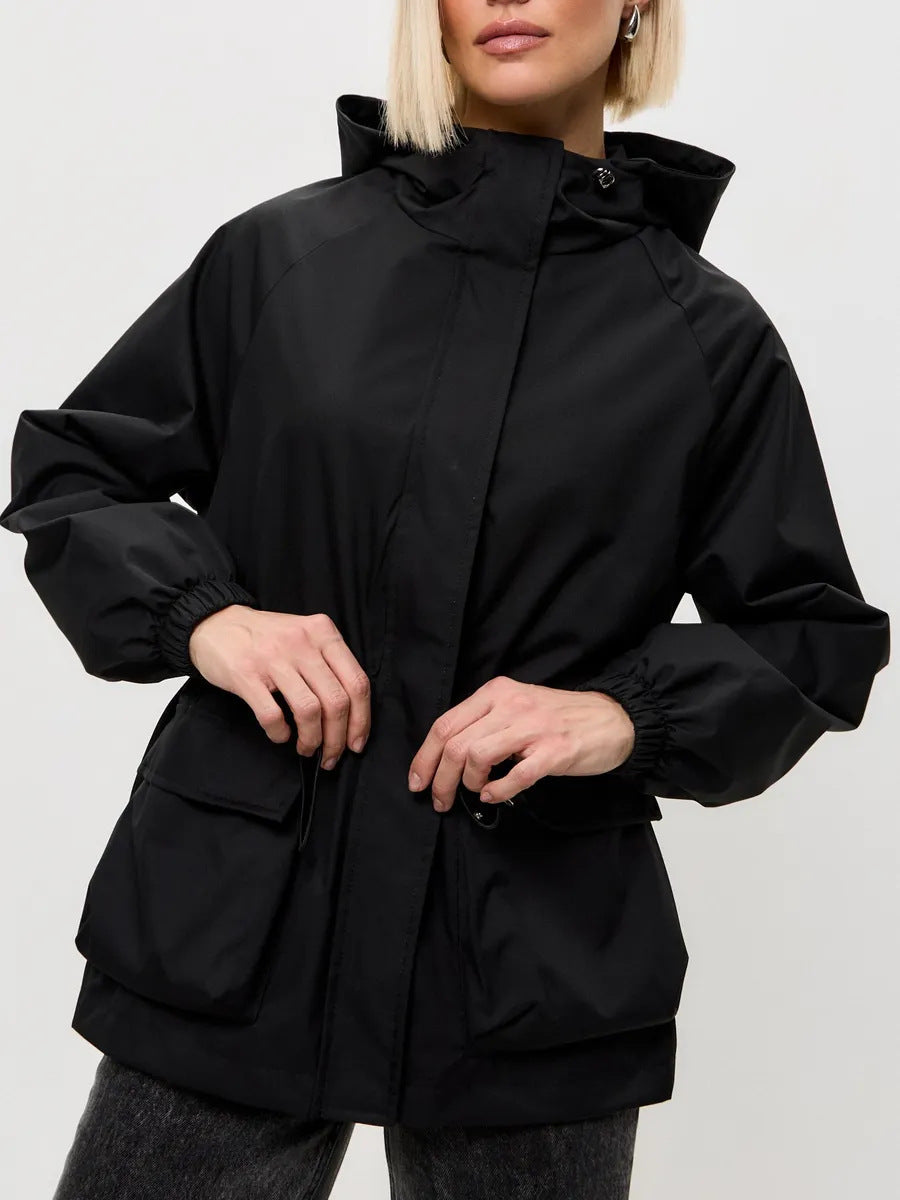 Lightweight women's hooded jacket with drawstring - Practical and casual