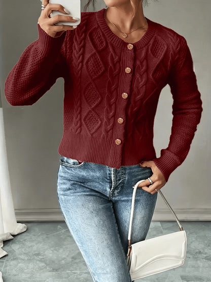 Cárdigan de punto trenzado para mujer con botones - Elegante y suave